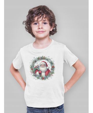 Koszulka dziecięca Świąteczna Mikołaj z wieńcem magia urok świąt