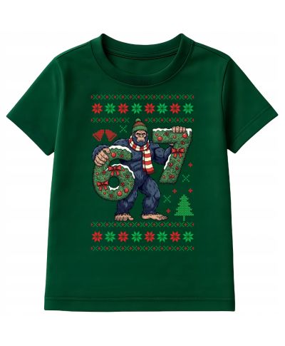 Koszulka dziecięca Świąteczna śmieszna Yeti Six Seven 6 7 ugly sweater