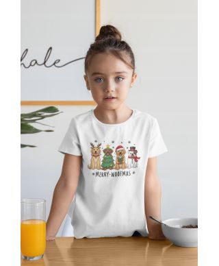 Koszulka dziecięca Świąteczna z pieskami świątecznymi Merry Woofmas