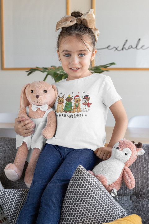 Koszulka dziecięca Świąteczna z pieskami świątecznymi Merry Woofmas — zdjęcie 3