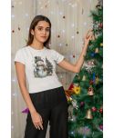Koszulka damska Świąteczna Bałwanek z choinką i prezentami zimowe święta