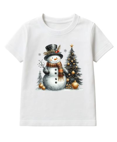 Koszulka dziecięca Świąteczna Bałwanek z choinką i prezentami zimowe święta