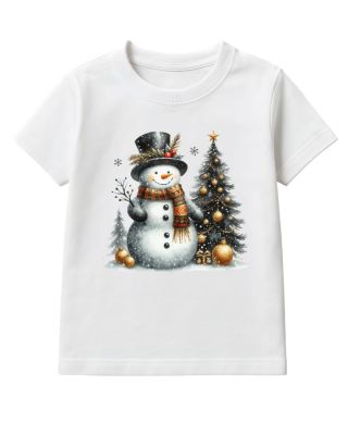 Koszulka dziecięca Świąteczna Bałwanek z choinką i prezentami zimowe święta