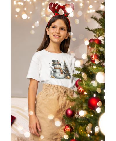 Koszulka dziecięca Świąteczna Bałwanek z choinką i prezentami zimowe święta