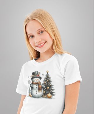 Koszulka dziecięca Świąteczna Bałwanek z choinką i prezentami zimowe święta