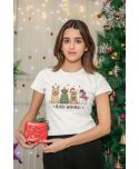 Koszulka damska Świąteczna z pieskami świątecznymi Merry Woofmas