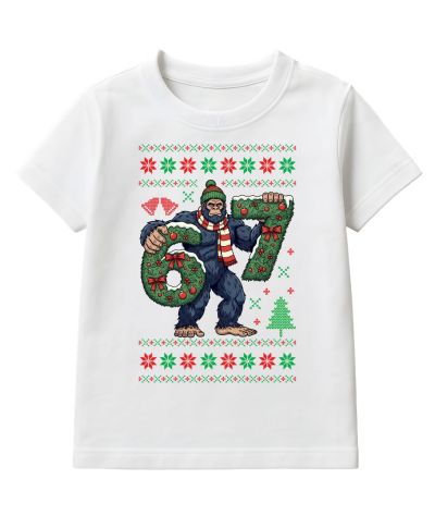 Koszulka dziecięca Świąteczna śmieszna Yeti Six Seven 6 7 ugly sweater