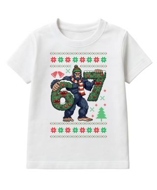 Koszulka dziecięca Świąteczna śmieszna Yeti Six Seven 6 7 ugly sweater