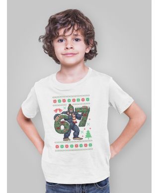 Koszulka dziecięca Świąteczna śmieszna Yeti Six Seven 6 7 ugly sweater