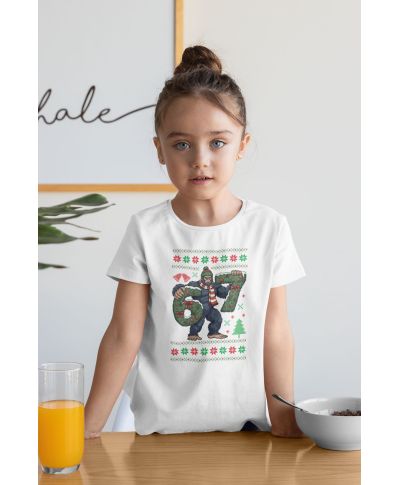 Koszulka dziecięca Świąteczna śmieszna Yeti Six Seven 6 7 ugly sweater