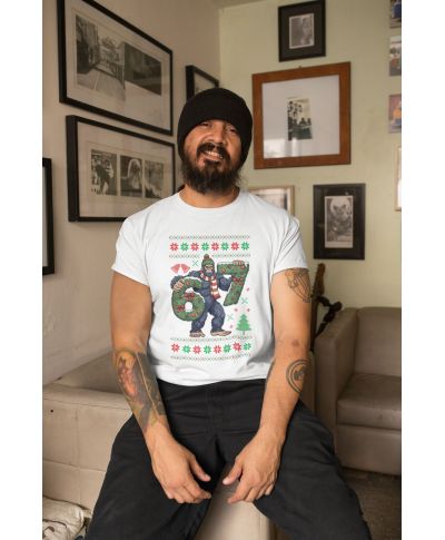 Koszulka męska Świąteczna śmieszna Yeti Six Seven 6 7 ugly sweater