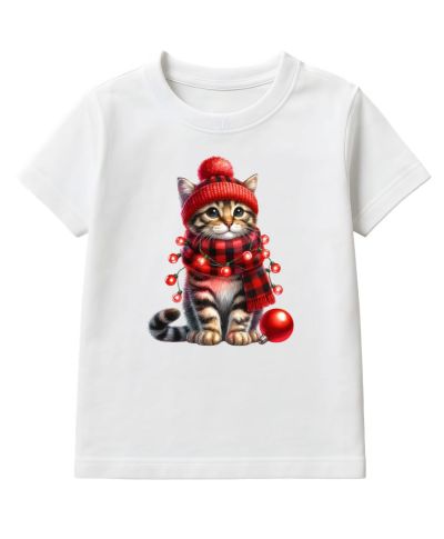 Koszulka dziecięca Świąteczna kot w czapce prezent kotek zimowey święta