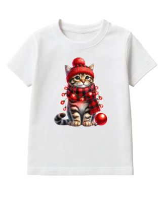 Koszulka dziecięca Świąteczna kot w czapce prezent kotek zimowey święta