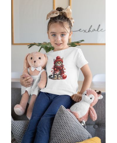 Koszulka dziecięca Świąteczna kot w czapce prezent kotek zimowey święta