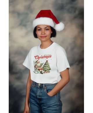Koszulka damska Świąteczna Mikołaj Vintage Just waiting for Christmas
