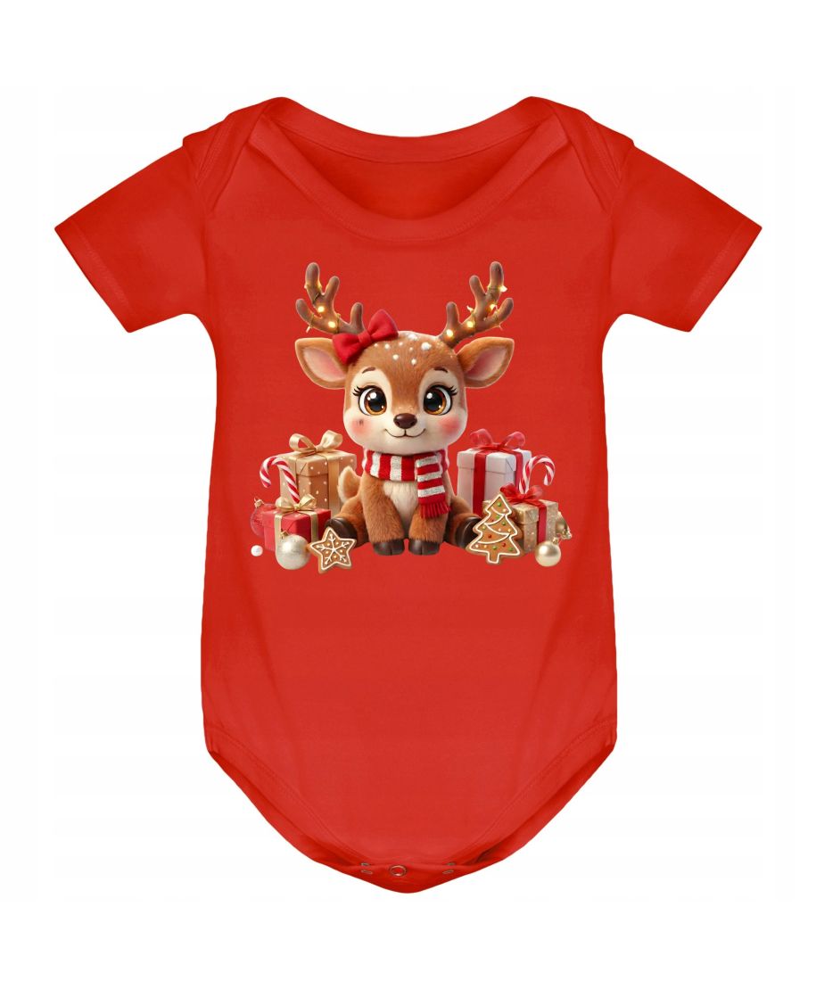 Body dziecięce Świąteczne słodki uroczy Renifer świąteczny z kokardą