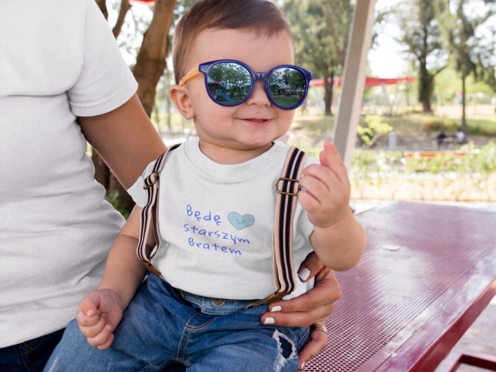 Koszulka dziecięca dla chłopca Będę Starszym Bratem uroczy t-shirt prezent — zdjęcie 3