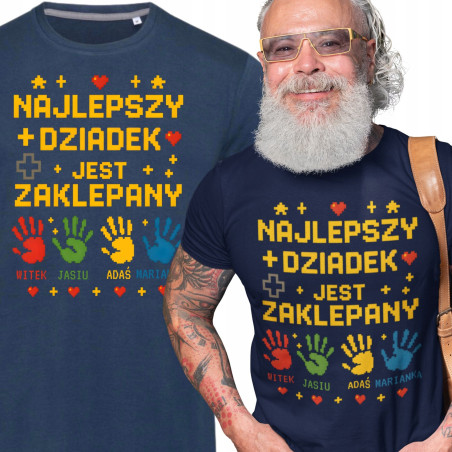 Koszulka męska Najlepszy Dziadek jest Zaklepany na Dzień Dziadka z Imionami