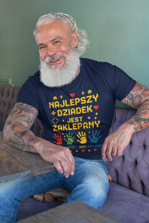Koszulka męska Najlepszy Dziadek jest Zaklepany na Dzień Dziadka z Imionami — zdjęcie 3