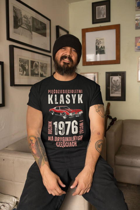 Koszulka męska prezent na 50 urodziny Klasyk na Oryginalnych Częściach 1976 — zdjęcie 3