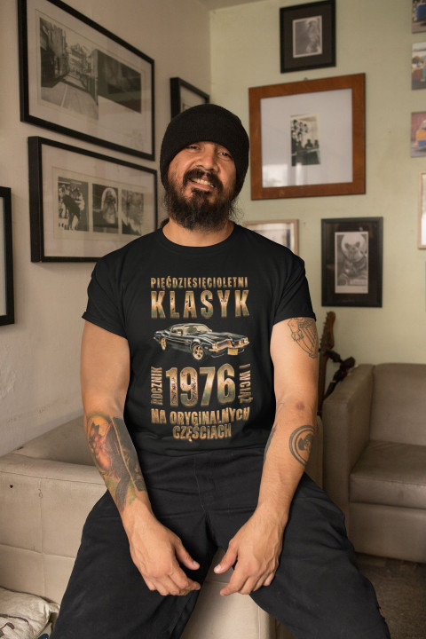Koszulka męska na 50 urodziny Klasyk Premium na Oryginalnych Częściach 1976 — zdjęcie 4