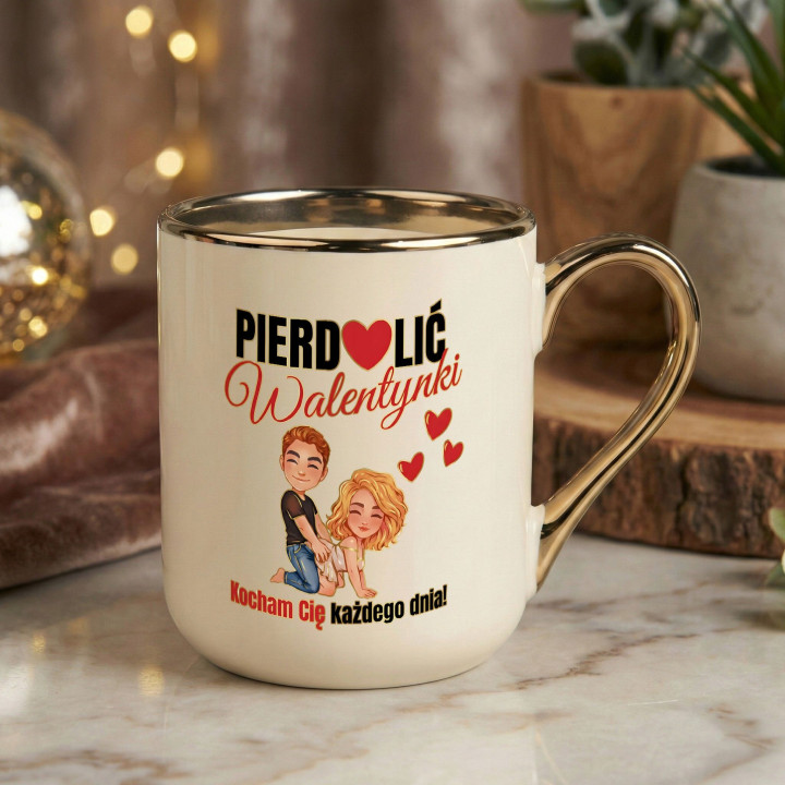 Kubek elegancki Pied*lić Walentynki Kocham Cię każdego dnia śmieszny — zdjęcie 2
