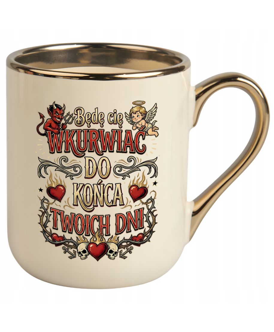Kubek elegancki Diabełek Aniołek Do Końca Twoich Dni t-shirt na walentynki