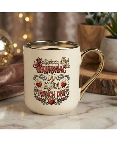 Kubek elegancki Diabełek Aniołek Do Końca Twoich Dni t-shirt na walentynki