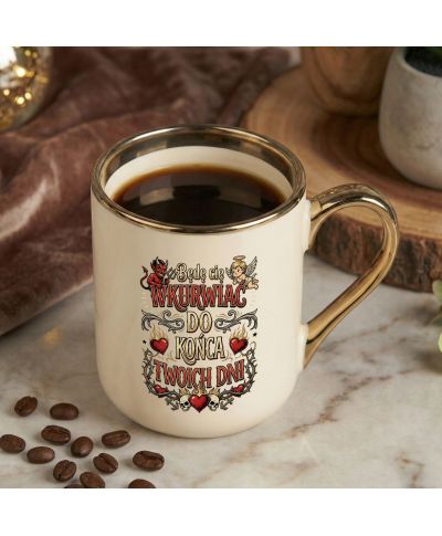 Kubek elegancki Diabełek Aniołek Do Końca Twoich Dni t-shirt na walentynki