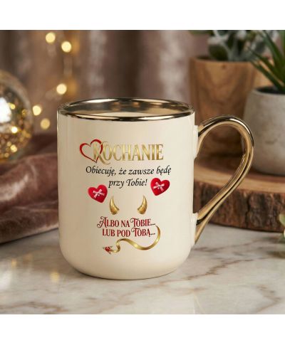 Kubek elegancki Kochanie zawsze będę przy Tobie prezent na Walentynki