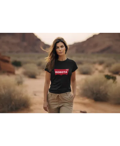 Koszulka damska z nadrukiem dowolnym własnym napisem parodia modny t-shirt