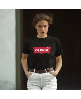 Koszulka damska z nadrukiem dowolnym własnym napisem parodia modny t-shirt