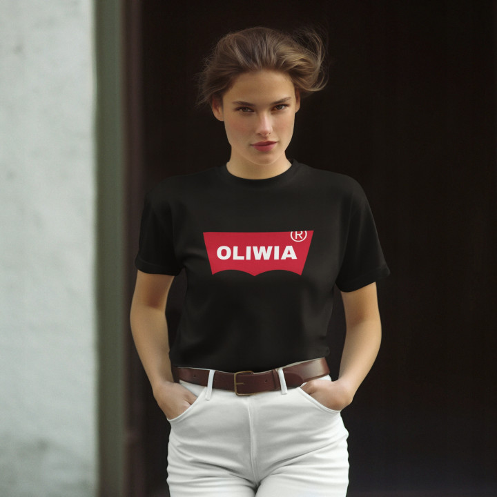 Koszulka damska z nadrukiem dowolnym własnym napisem parodia modny t-shirt — zdjęcie 6