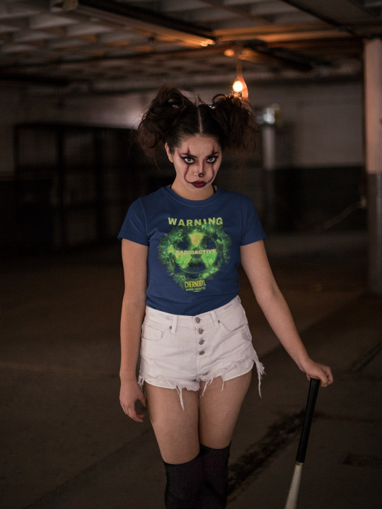 Koszulka damska WARNING RADIOACTIVE Chernobyl świecąca w ciemności t-shirt — zdjęcie 3