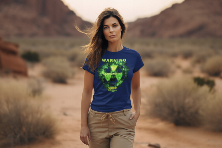 Koszulka damska WARNING RADIOACTIVE Chernobyl świecąca w ciemności t-shirt — zdjęcie 5
