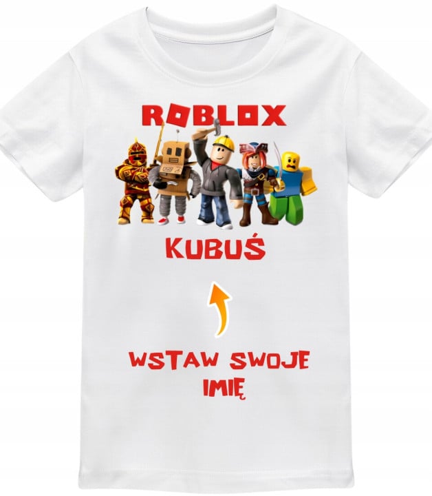 Koszulka dziecięca z postaciami z gry ROBLOX dla gracza Wpisz Swoje Imię