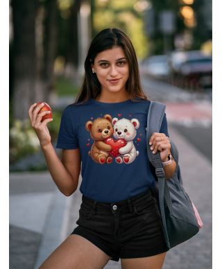 Koszulka damska z misiami i sercem prezent na Walentynki pluszowe misie