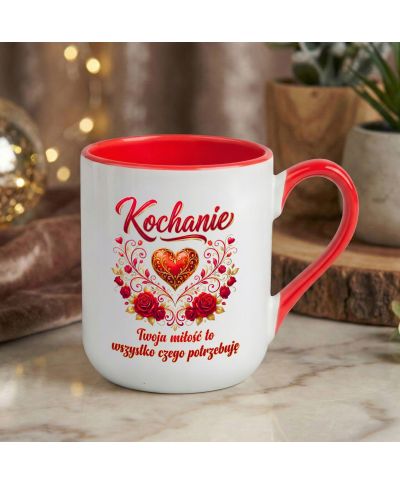 Kubek elegancki Kochanie Twoja Miłość to Wszystko prezent na walentynki