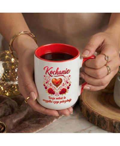 Kubek elegancki Kochanie Twoja Miłość to Wszystko prezent na walentynki