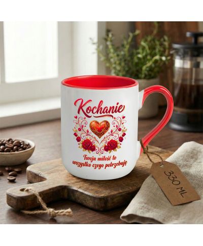 Kubek elegancki Kochanie Twoja Miłość to Wszystko prezent na walentynki