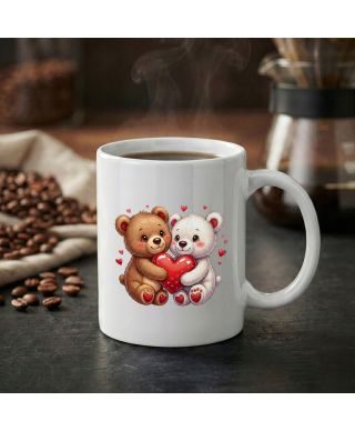 Kubek z misiami i sercem prezent na Walentynki pluszowe słodkie misie