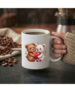 Kubek z misiami i sercem prezent na Walentynki pluszowe słodkie misie
