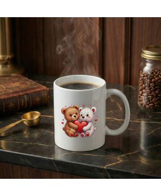 Kubek z misiami i sercem prezent na Walentynki pluszowe słodkie misie