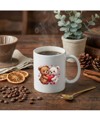 Kubek z misiami i sercem prezent na Walentynki pluszowe słodkie misie