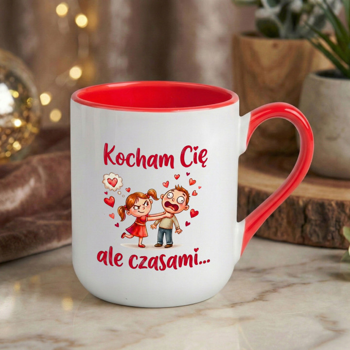 Kubek Kocham Cię, ale czasami... uduszę... śmieszny prezent na walentynki — zdjęcie 2