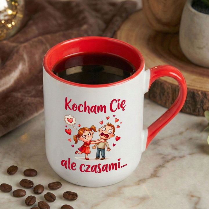 Kubek Kocham Cię, ale czasami... uduszę... śmieszny prezent na walentynki — zdjęcie 3
