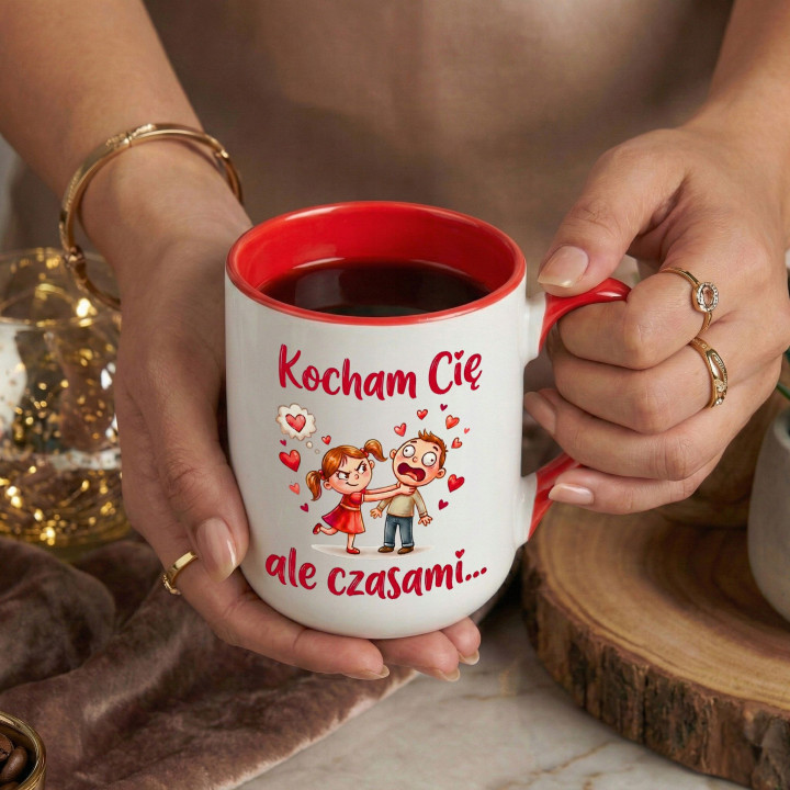 Kubek Kocham Cię, ale czasami... uduszę... śmieszny prezent na walentynki — zdjęcie 4