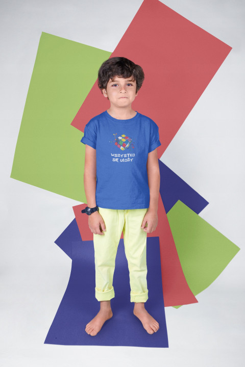 Koszulka dziecięca Kolorowa Kostka Rubika - Wszystko się ułoży t-shirt — zdjęcie 2