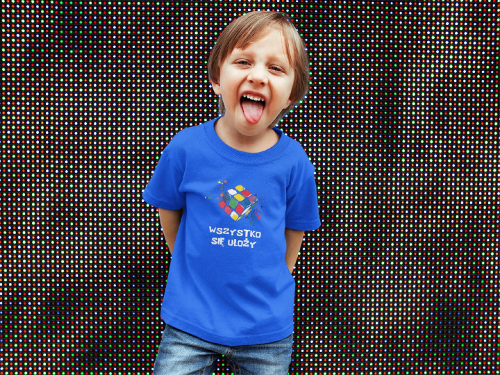 Koszulka dziecięca Kolorowa Kostka Rubika - Wszystko się ułoży t-shirt — zdjęcie 5