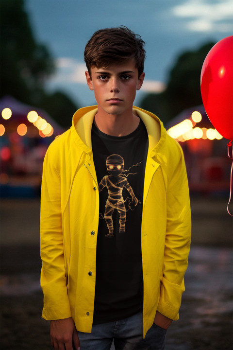 Koszulka dziecięca na Halloween mroczna Mumia świecąca w ciemności t-shirt — zdjęcie 4